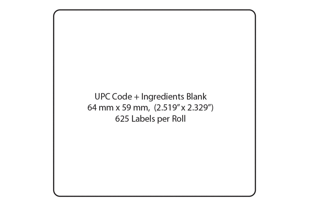 GL-4160 Blank, UPC Barcode and Ingredients, Direct Thermal Label