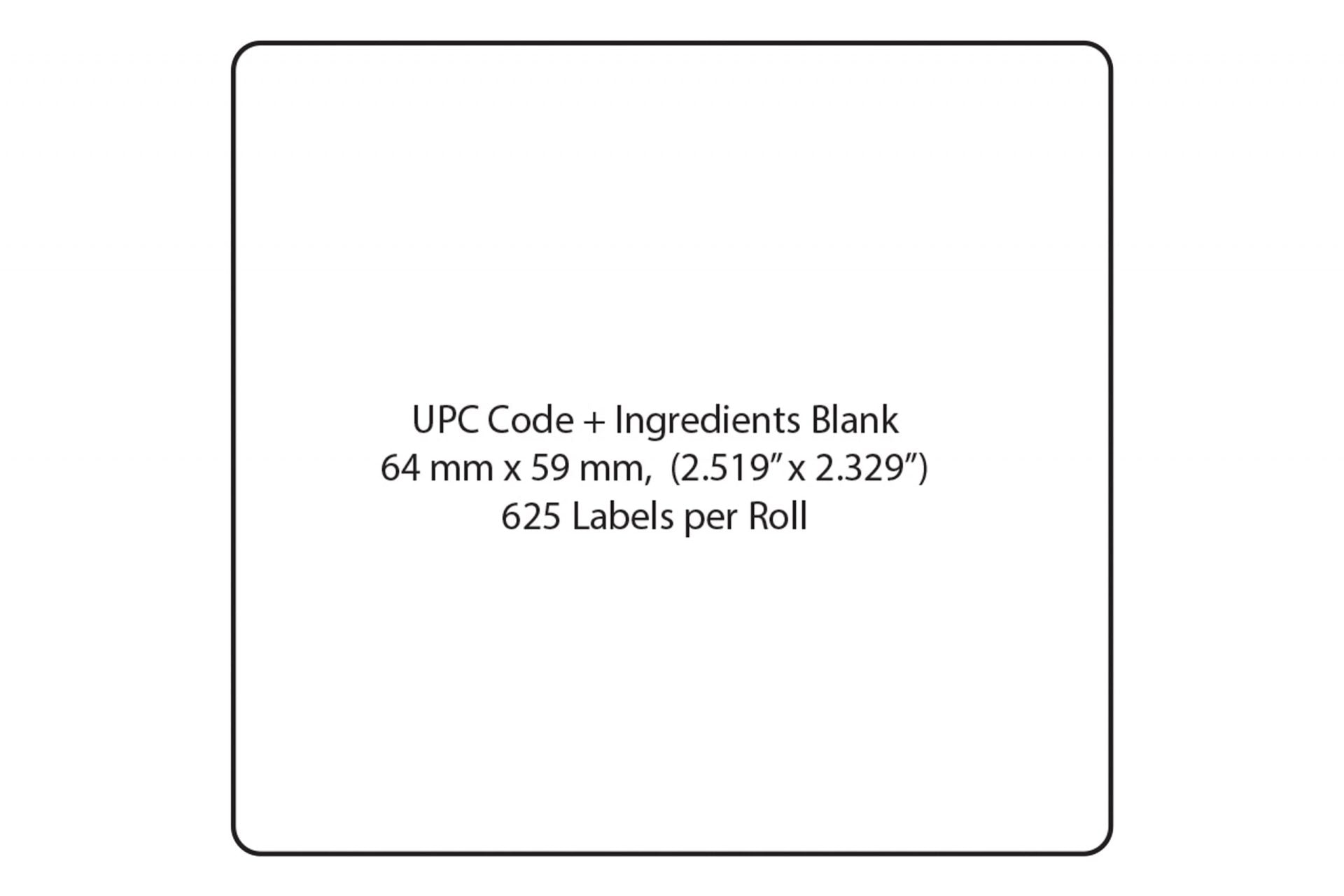 GL-4160 Blank, UPC Barcode and Ingredients, Direct Thermal Label