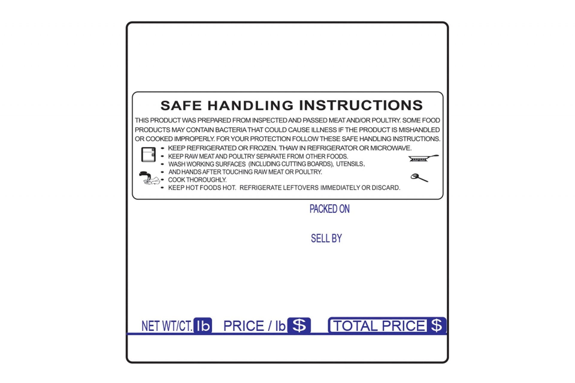 TL-4914, UPC Barcode with Safe Handling Instructions, Direct Thermal Label